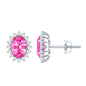 2 Carat Lab Grown Pink Sapphire Stud Earrings with Halo