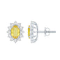 2 Carat Lab Grown Yellow Sapphire Stud Earrings with Halo