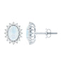 Genuine 2 Carat Moonstone and Diamond Halo Stud Earrings