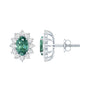 2 Carat Lab Grown Green Sapphire Stud Earrings with Halo
