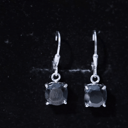 Black Onyx Solitaire Drop Lever Back Earrings