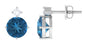 London Blue Topaz Solitaire Stud Earrings with Diamond
