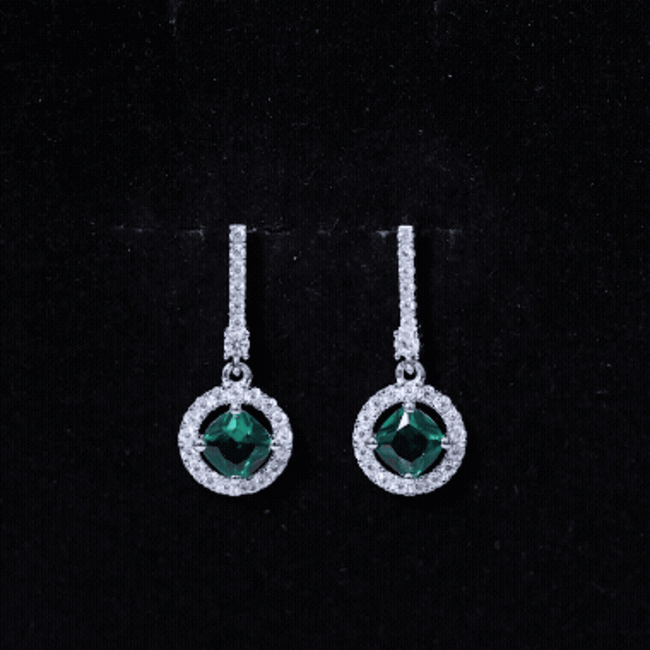 1.8 Carat Lab Grown Emerald Drop Earrings with Moissanite