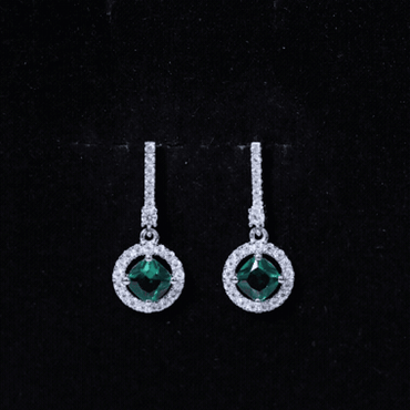 1.8 Carat Lab Grown Emerald Drop Earrings with Moissanite