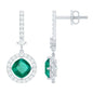 1.8 Carat Lab Grown Emerald Drop Earrings with Moissanite