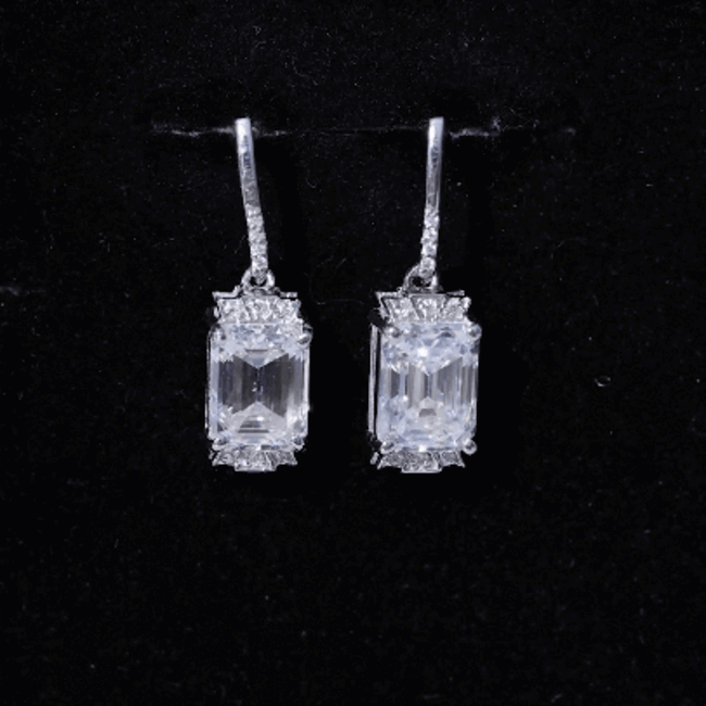 3.5 Carat Emerald Cut Moissanite Drop Earrings for Women