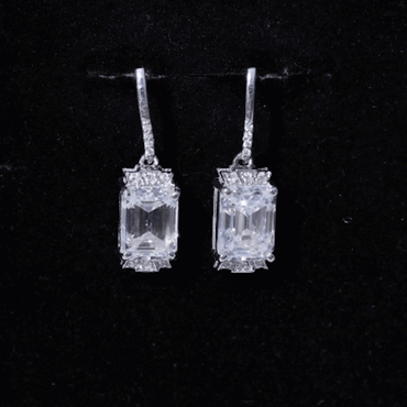 3.5 Carat Emerald Cut Moissanite Drop Earrings for Women