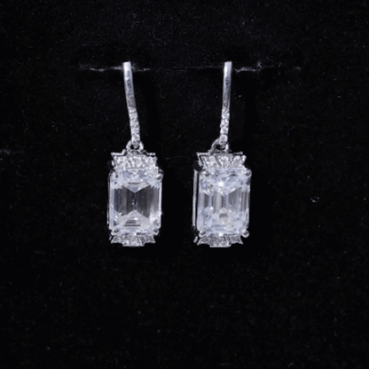 3.5 Carat Emerald Cut Moissanite Drop Earrings for Women