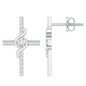 Certified Moissanite Cross Stud Earrings in Silver