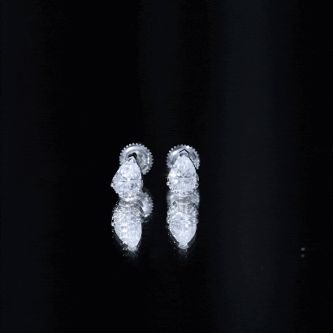 Certified 1.5 Carat Pear Shaped Moissanite Stud Earrings