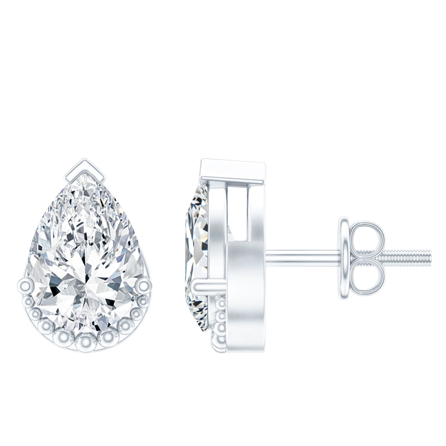 Certified 1.5 Carat Pear Shaped Moissanite Stud Earrings