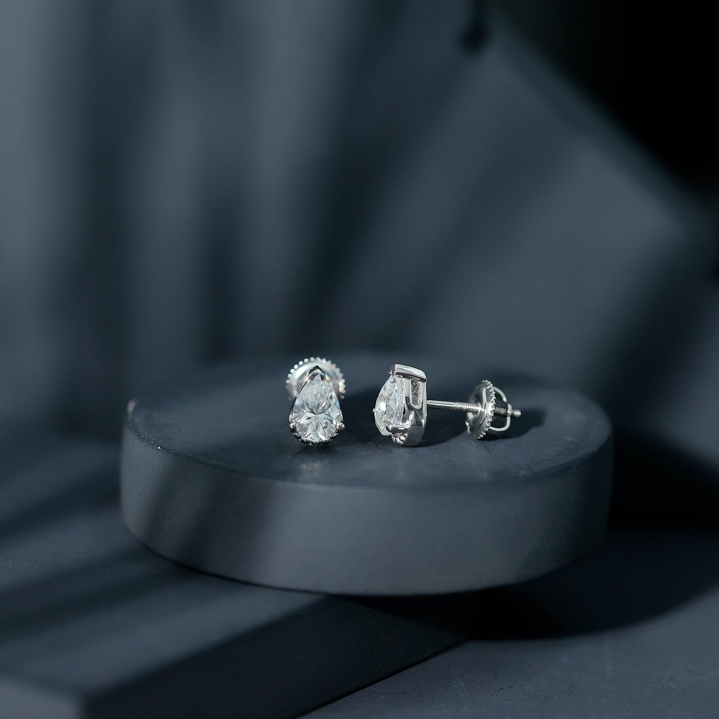 Certified 1.5 Carat Pear Shaped Moissanite Stud Earrings