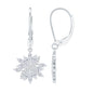 Sterling Silver Moissanite Drop Flower Earrings with Lever Back