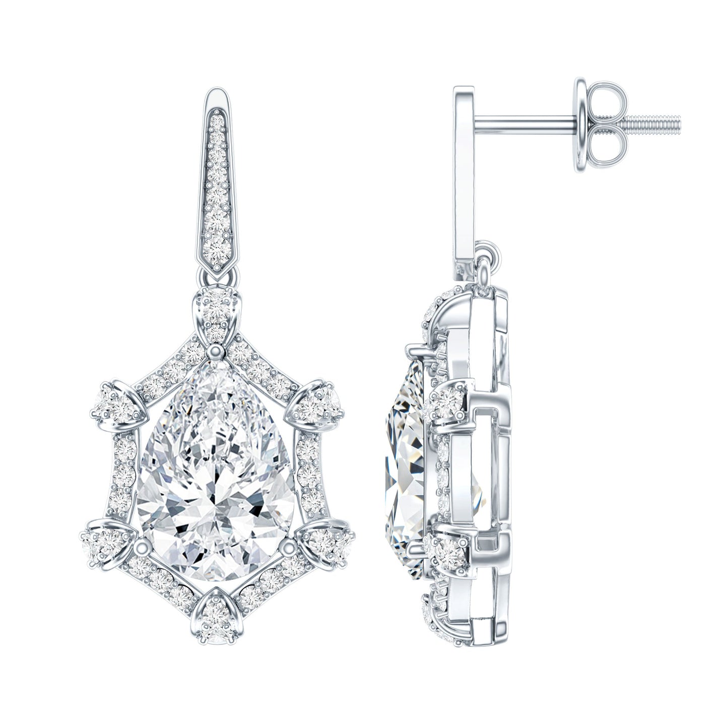 Vintage Inspired Moissanite Silver Drop Earrings for Wedding