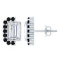 Certified 3.4 Carat Moissanite Stud Earrings with Lab Grown Black Diamond