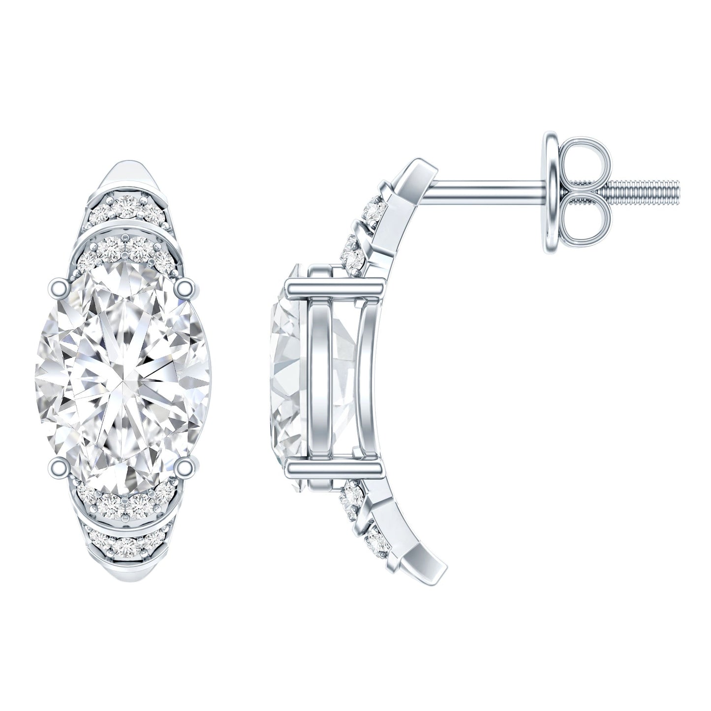 2.5 Carat Moissanite Art Deco Stud Earrings in 14K Gold Plated Silver