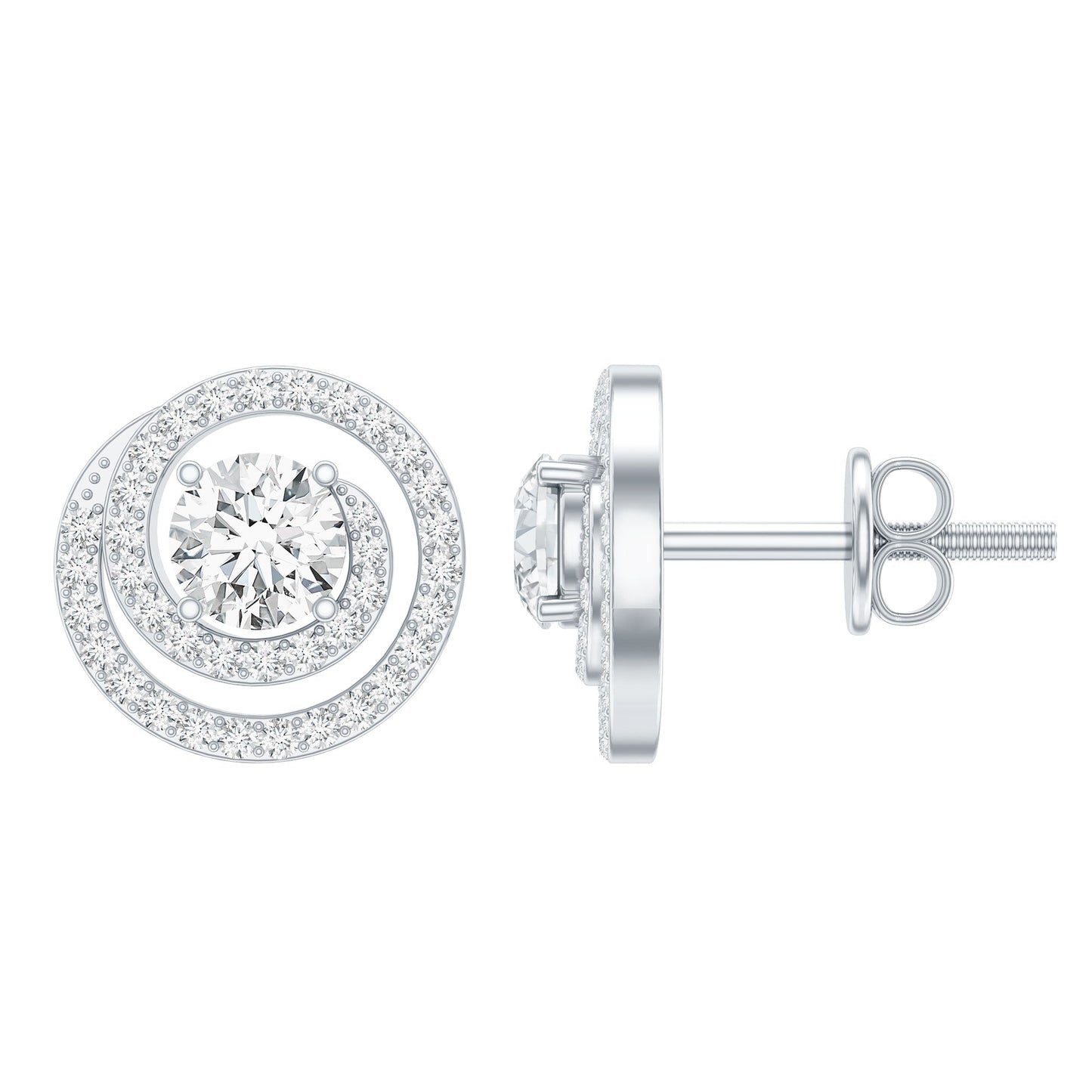Sterling Silver Moissanite Swirl Stud Earrings for Women