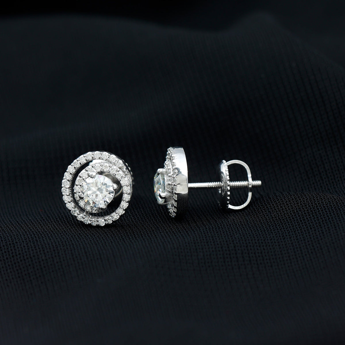 Sterling Silver Moissanite Swirl Stud Earrings for Women