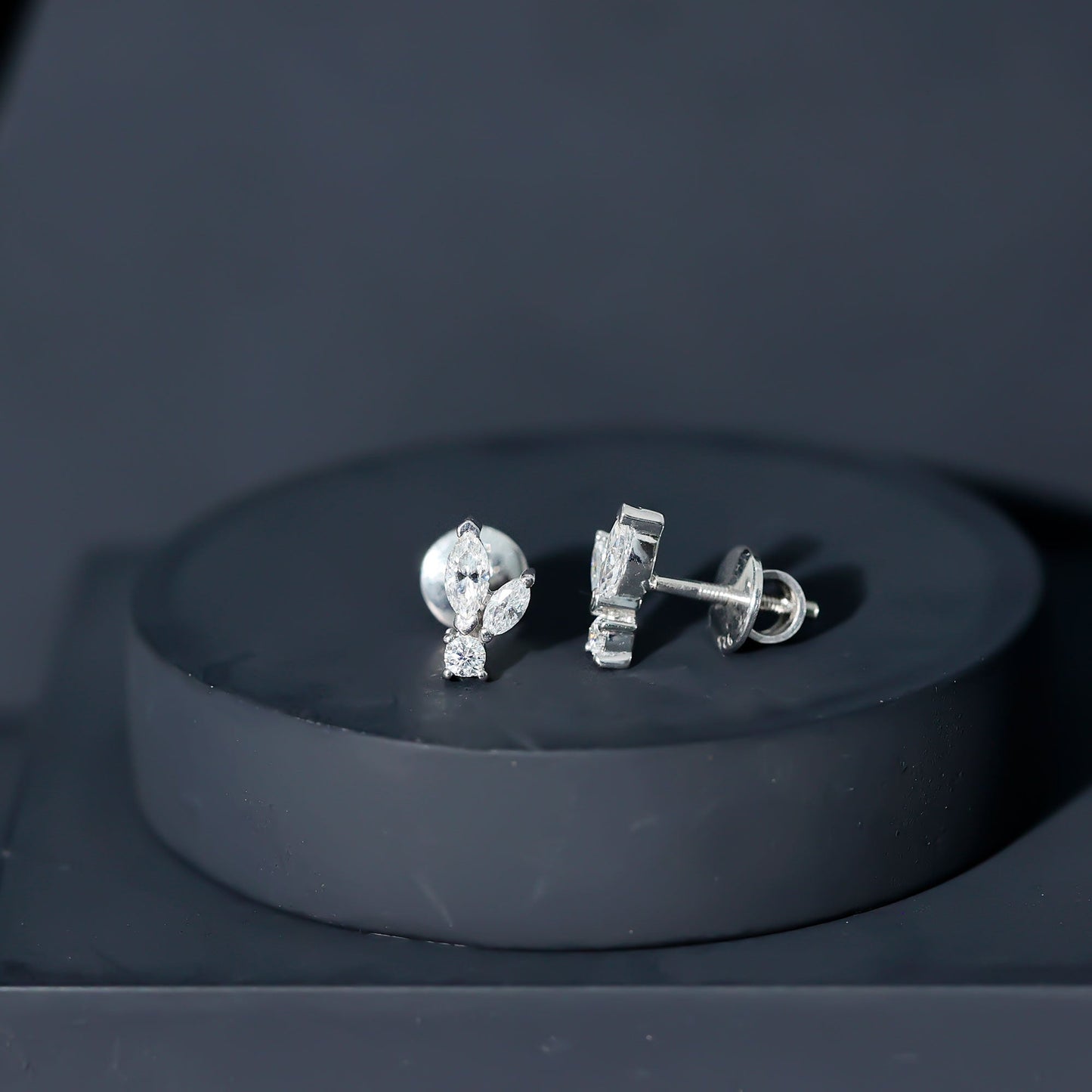Certified Moissanite Playboy Stud Earrings in 14K Gold Plated Silver