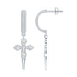 Vintage Inspired Moissanite Cross Dangle Earrings in Silver