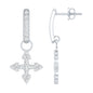 Certified Moissanite Cross Drop Earrings in Sterling Silver