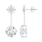 Floral Inspired 4.2 Carat Moissanite Dangling Earrings in Silver