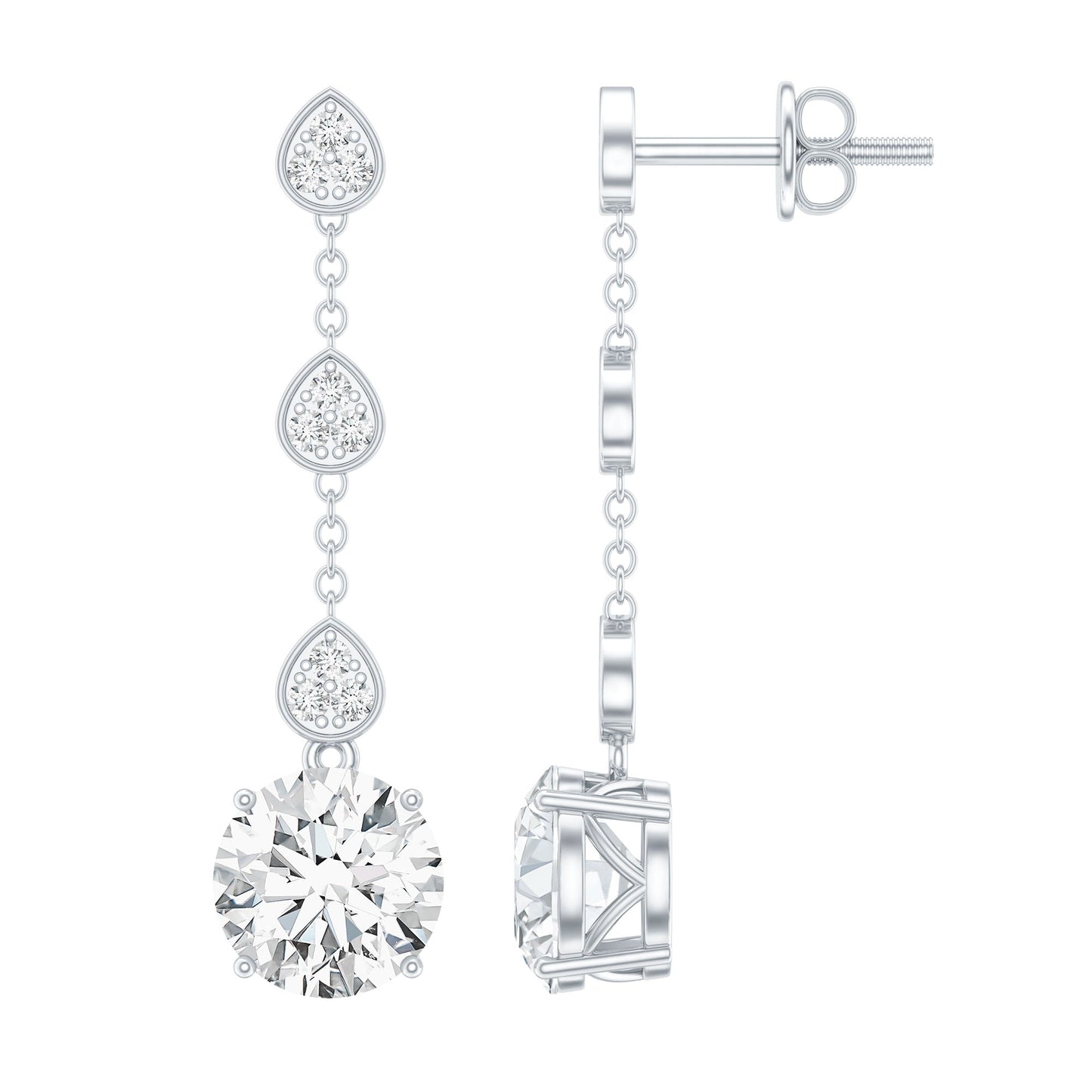 Certified 2.7 Carat Moissanite Dangling Earrings in Silver