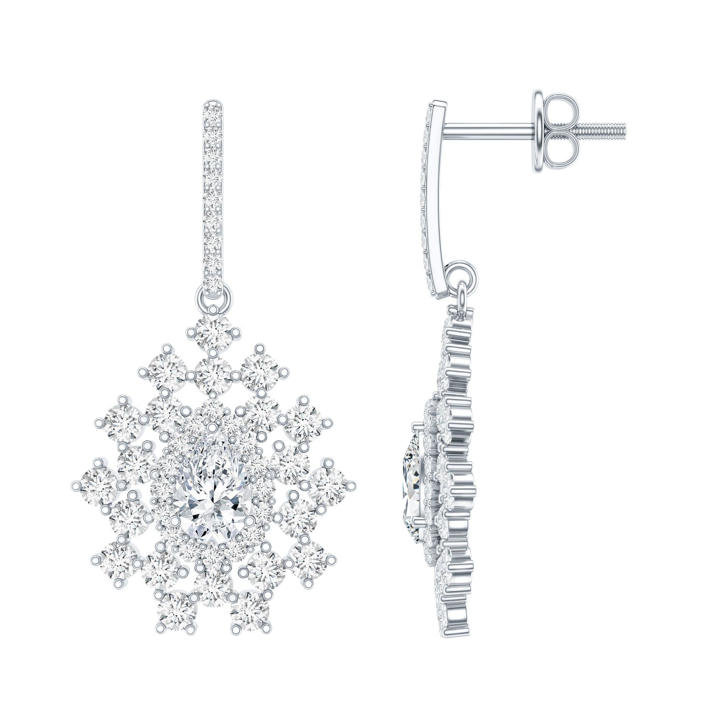 Certified Moissanite Statement Drop Earrings for Wedding