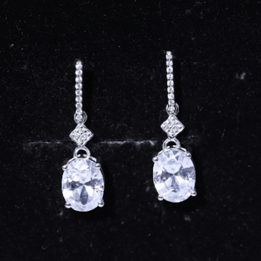 Certified Oval Shaped 4 Carat Moissanite Dangle Drop Earrings for Women