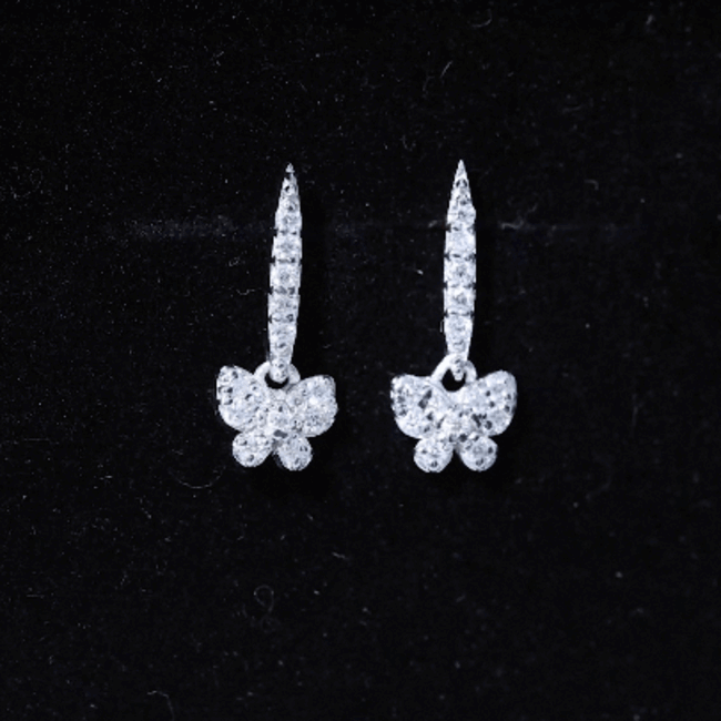 Certified Moissanite Butterfly Drop Earrings for Women