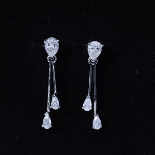 Certified Moissanite Bar Dangle Earrings in Sterling Silver