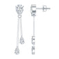 Certified Moissanite Bar Dangle Earrings in Sterling Silver