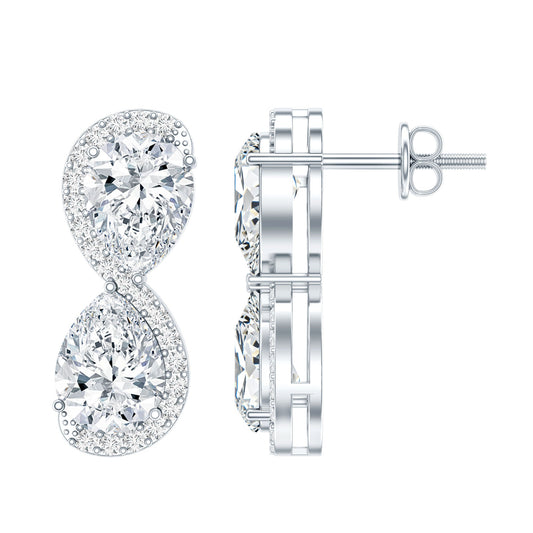 5 Carat Designer Moissanite Big Stud Earrings with Certificate