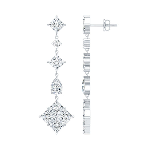 Certified Moissanite Wedding Dangle Earrings for Women