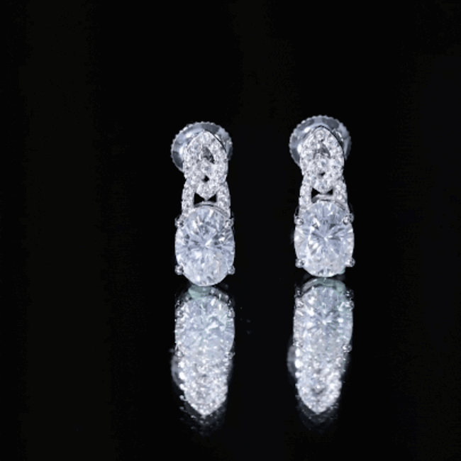 Certified 2.58 Carat Oval Moissanite Drop Earrings with Screw Back