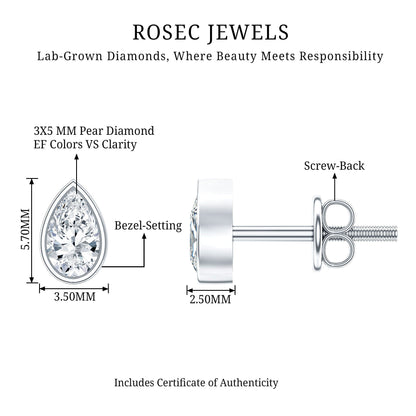 Bezel Set Diamond Tiny Stud Earrings