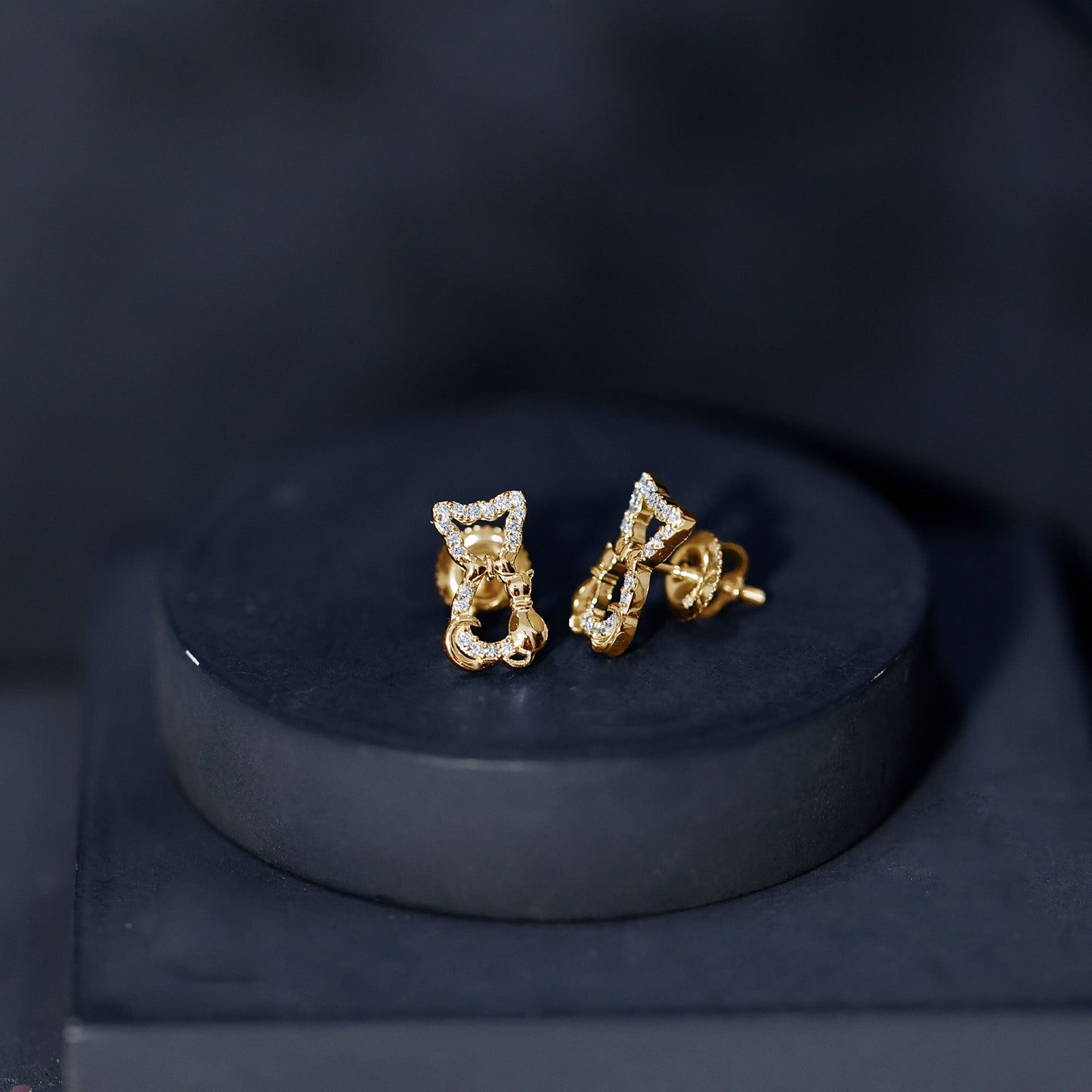 Certified Diamond Cat Stud Earrings