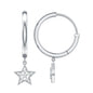 Diamond Star Drop Hoop Earrings