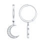 Certified Diamond Moon Drop Hoop Earrings