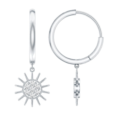 Certified Diamond Sunburst Hoop Earrings
