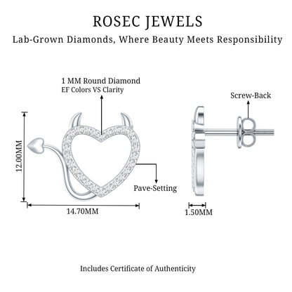 Round Diamond Devil Heart Earrings
