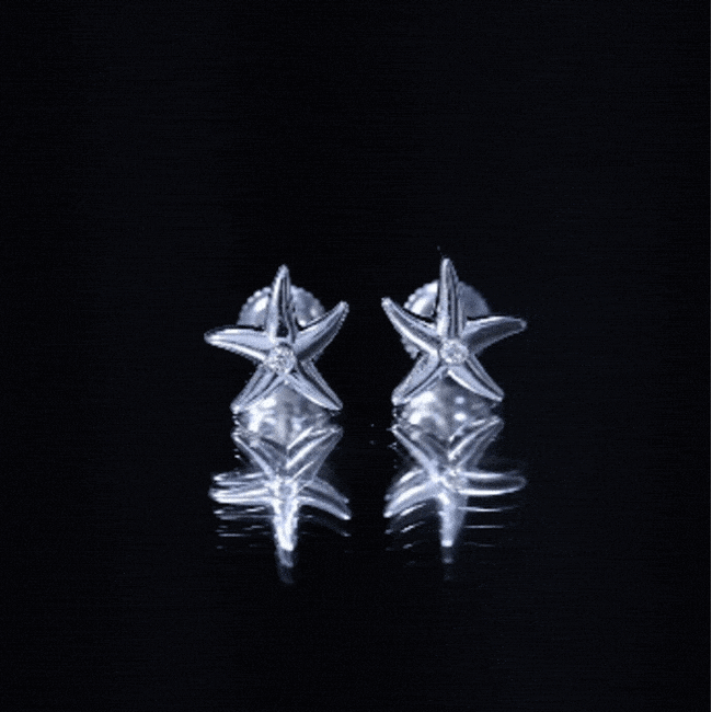 Diamond Starfish Stud Earrings for Women