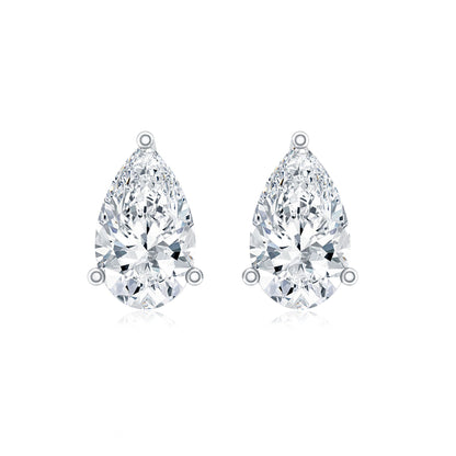 Pear Cut Diamond Solitaire Stud Earrings