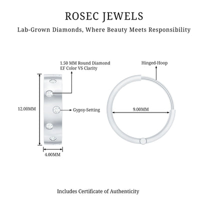 Flush Set Diamond Hoop Earrings For Women
