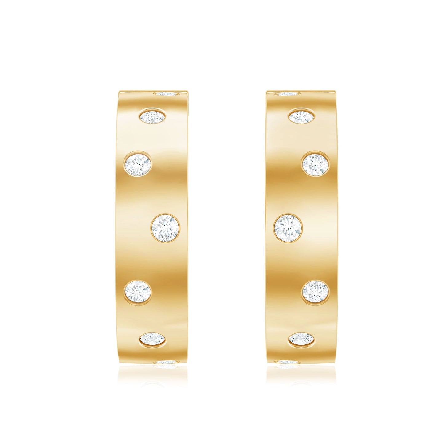 Flush Set Diamond Hoop Earrings For Women