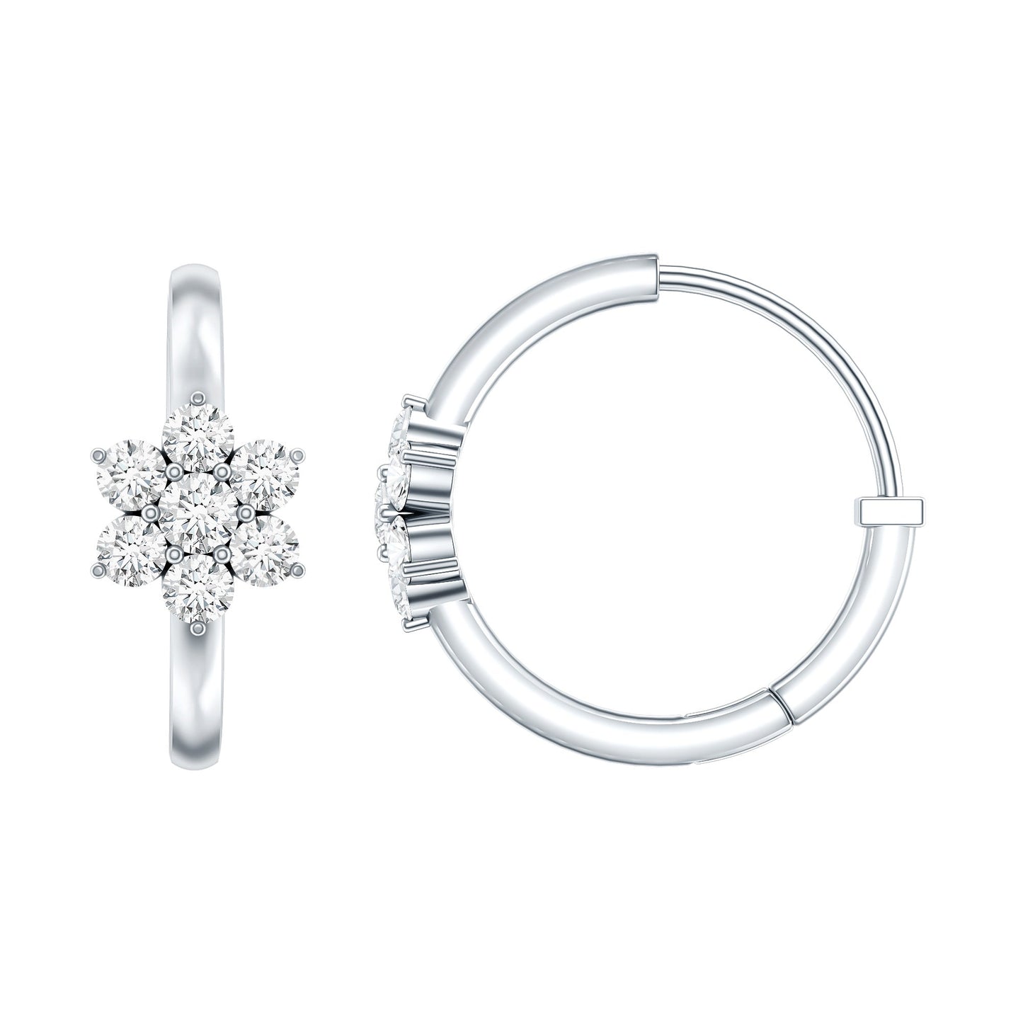 Diamond Flower Hoop Earrings For Her