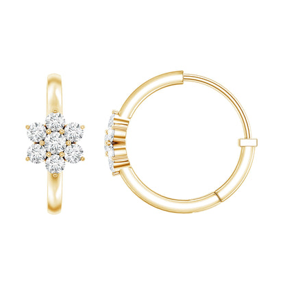Diamond Flower Hoop Earrings For Her