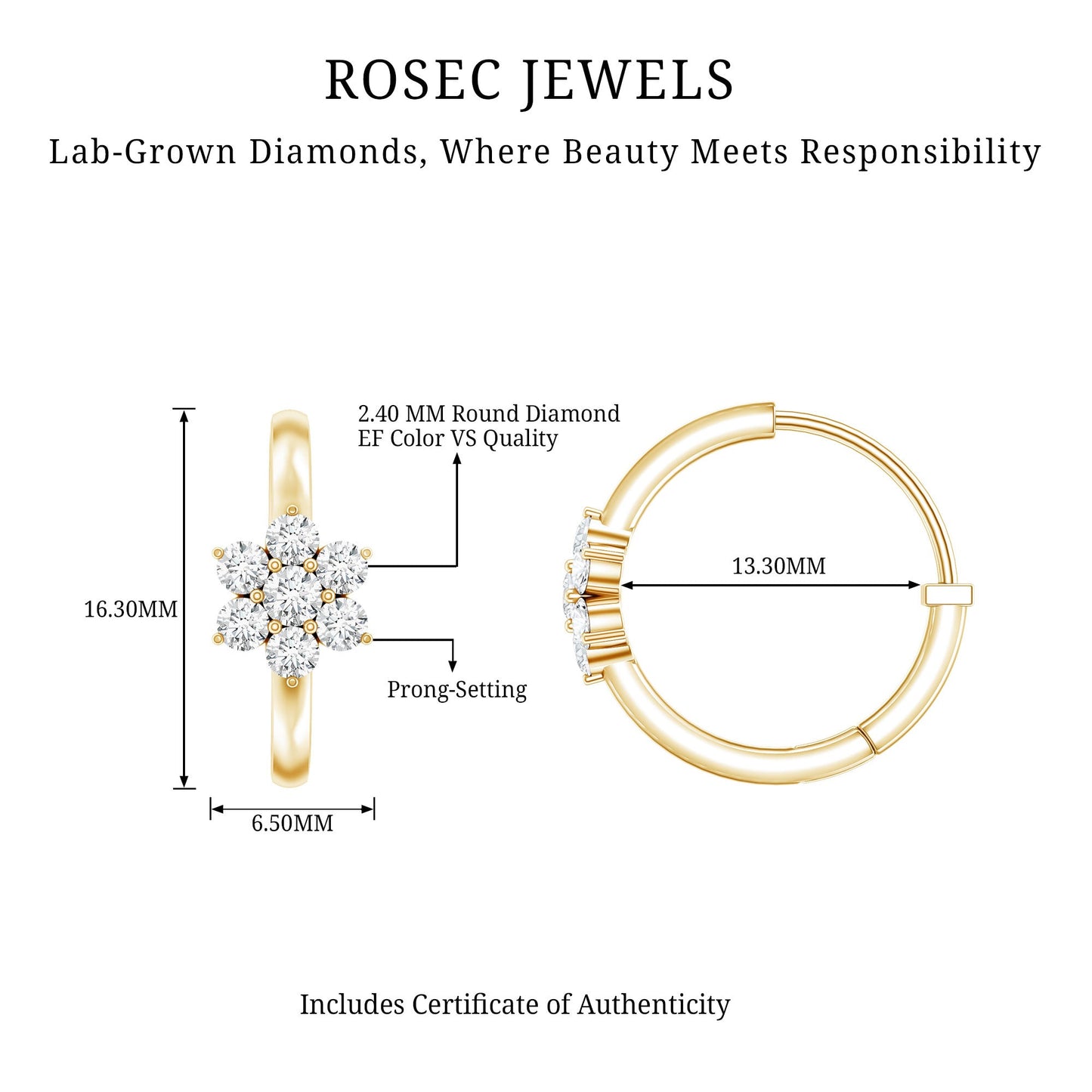 Diamond Flower Hoop Earrings For Her