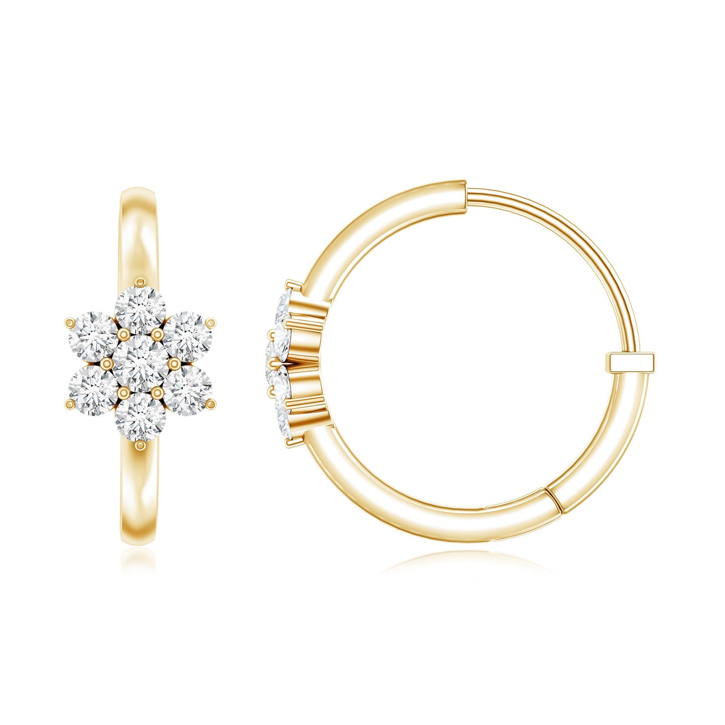 Diamond Flower Hoop Earrings For Her