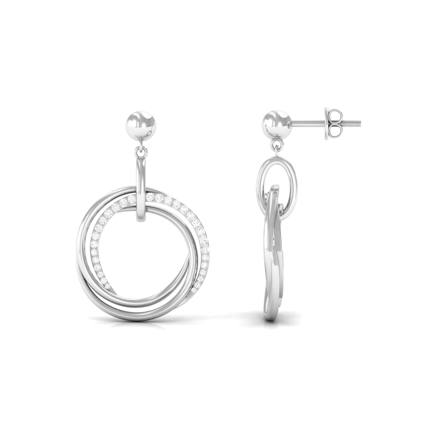 Round Cut Diamond Drop Earring with Screw Back Closure